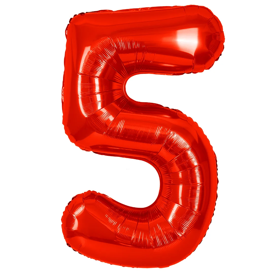 СБ 40''/102 см Цифра, 5, Красный, Металлик, 1 шт. в уп.(Китай)