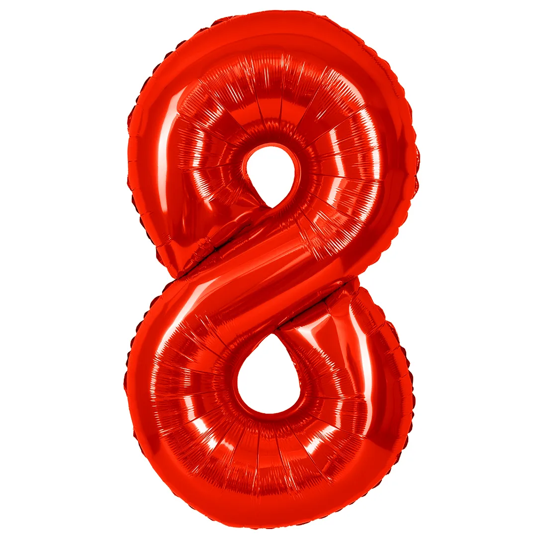 СБ 40''/102 см Цифра, 8, Красный, Металлик, 1 шт. в уп.(Китай)