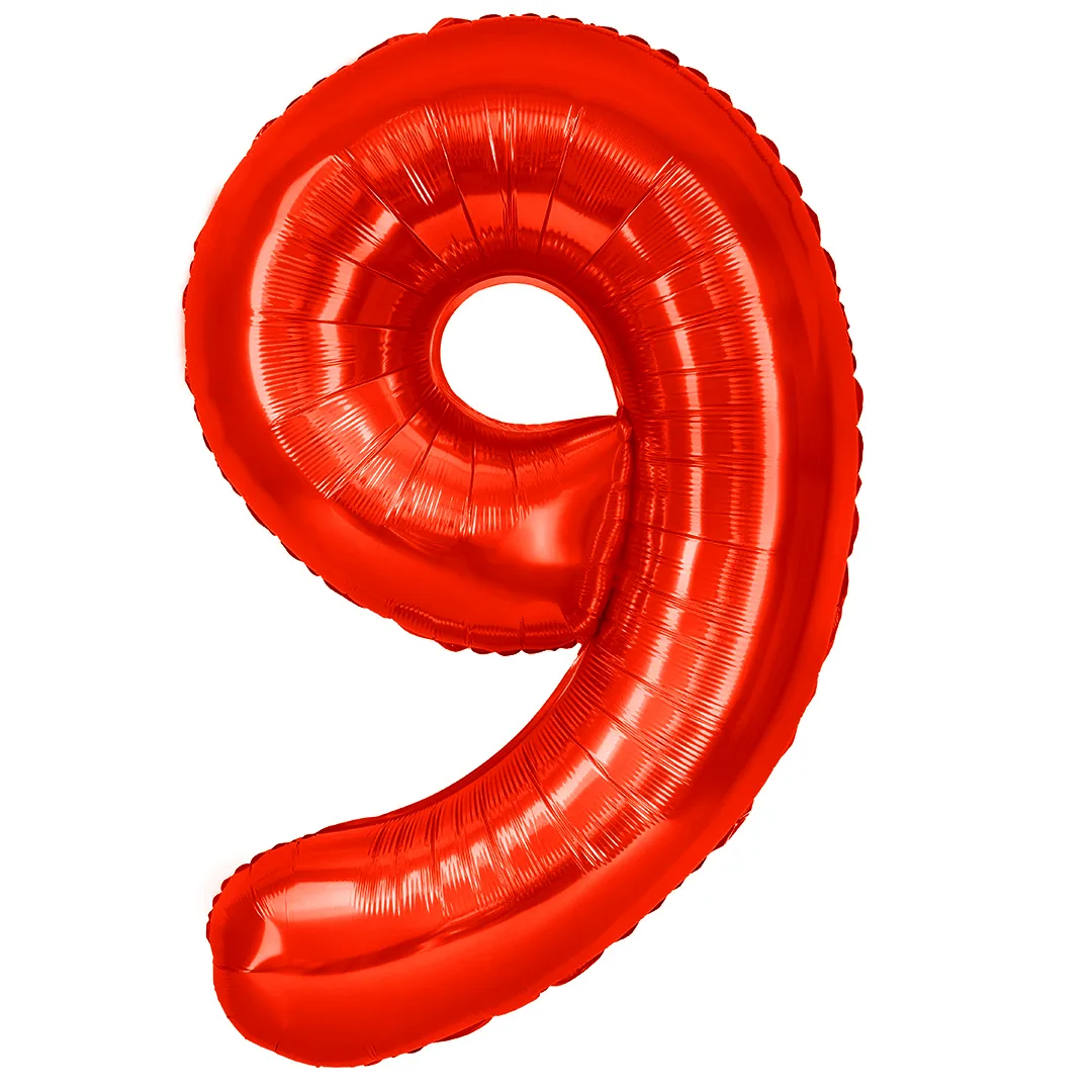 СБ 40''/102 см Цифра, 9, Красный, Металлик, 1 шт. в уп.(Китай)