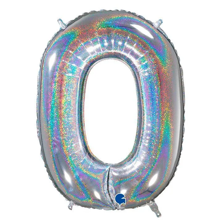 G 26"/66см Цифра "0" Серебро голография в упаковке/1 шт./