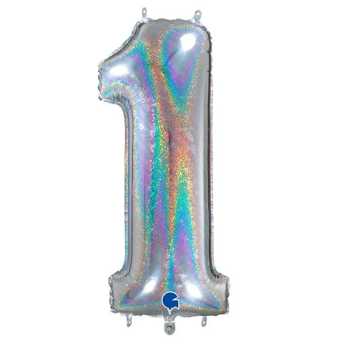 G 26"/66см Цифра "1" Серебро голография в упаковке/1 шт./