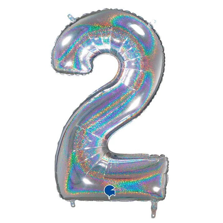 G 26"/66см Цифра "2" Серебро голография в упаковке/1 шт./
