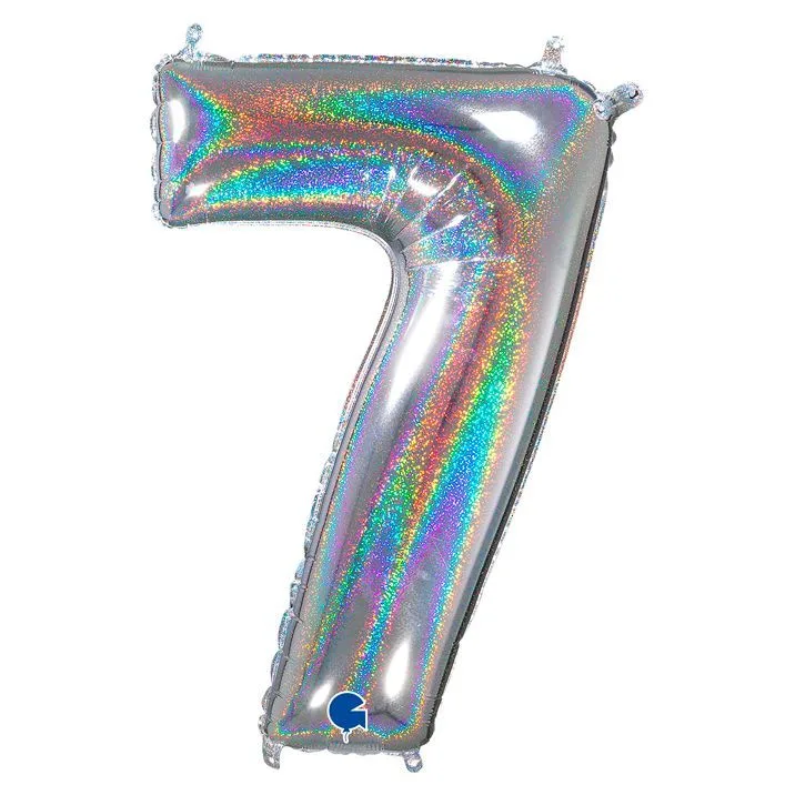 G 26"/66см Цифра "7" Серебро голография в упаковке/1 шт./
