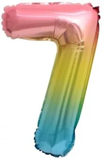 F 16''/41 см Мини-цифра, 7, Нежная радуга, Градиент, 1 шт. (Китай)