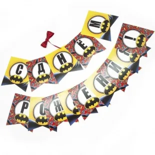 Гирлянда Флажки С Днем рождения! Бэтмен, 200 см.