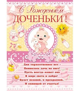 Плакат А2 С рождением доченьки!