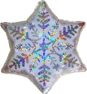 F 18 Снежинка, Серебро, Голография, 1 шт.  (Китай)