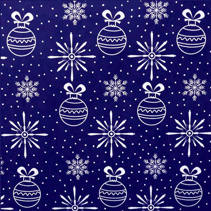 Упаковочная бумага, Крафт 70гр (0,5*10 м) Новогодние игрушки, Темно-синий, 1 шт.