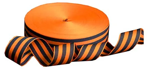 Георгиевская лента 2,5 см*100 м / 1 руллон/ Россия