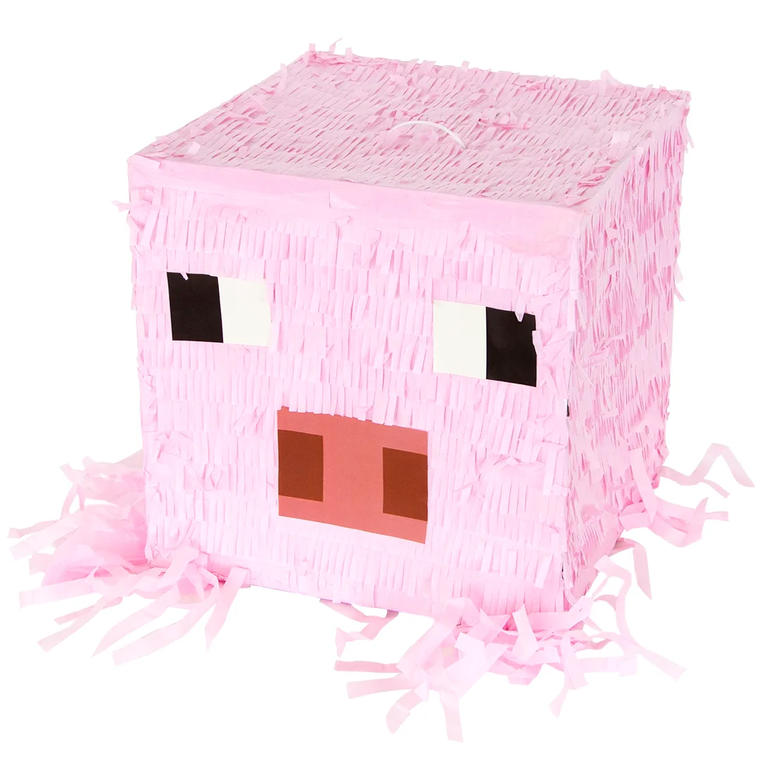 Пиньята, Пиксельный Свин, Розовый, 28*28*28 см, 1 шт.