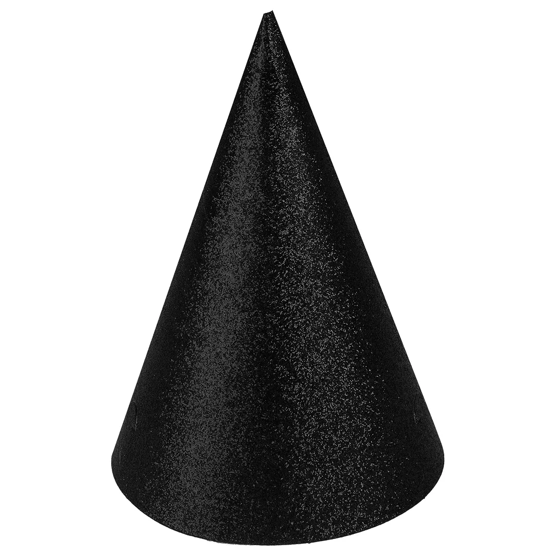Колпаки, Черный, с блестками, 16 см, 6 шт.