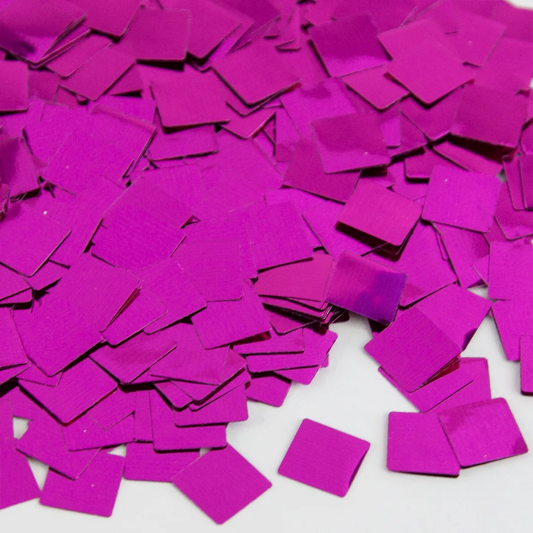 Конфетти фольга Квадрат, Фуксия, Металлик, 1 см, 50 г.