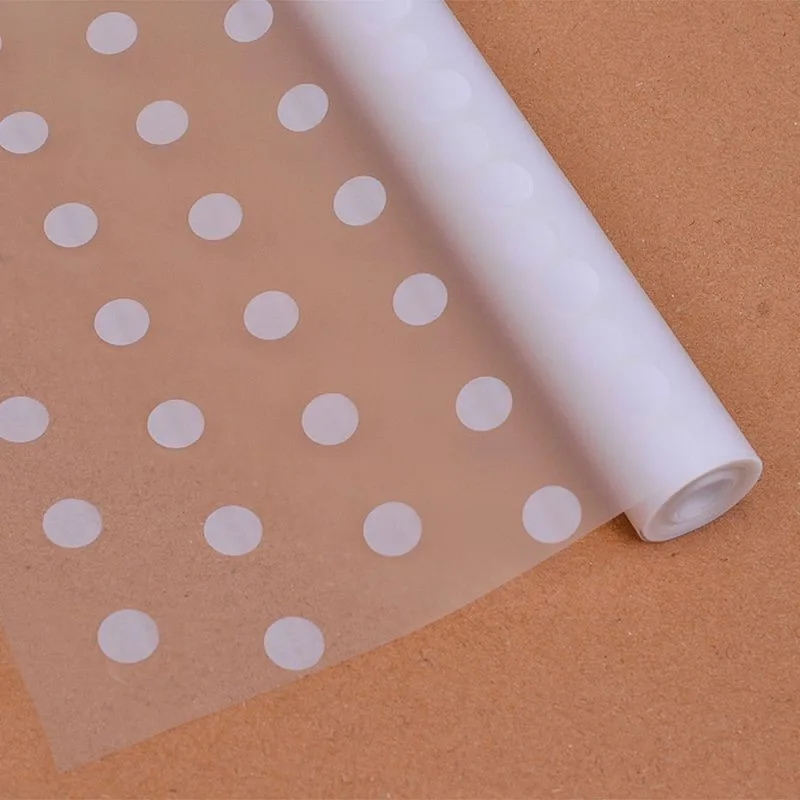 Пленка упаковочная матовая с рисунком "Горошек" Белый / рулон 60 см*8,5 м, 200 г, 40 мкм