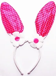 Ободок с ушками "Зайка", розовые с ромашками