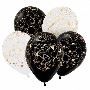 S 12"/30см Геометрия золото, Ассорти Перламутр-Метал / 50 шт./ (Колумбия)