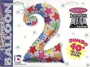 B 40 Цифра "2" голография  в упаковке/ Two / 1 шт / (США)