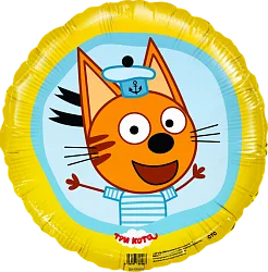 F 18"/46см Круг, Три кота, Коржик, Желтый, 1 шт. (Китай)