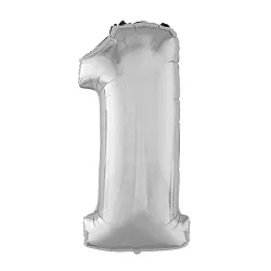 Р 40"/102см Цифра "1" Серебро / 1 шт / (Россия)