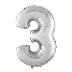 Р 40"/102см Цифра "3" Серебро / 1 шт / (Россия)