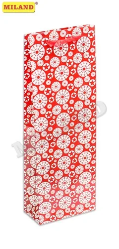 Пакет подарочный "Звезды и снежинки"  под бутылку 12 х 36 х 9