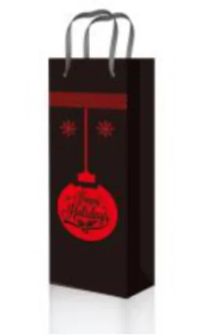 Пакет подарочный "Счастливых каникул" под бутылку 12 х 36 х 9