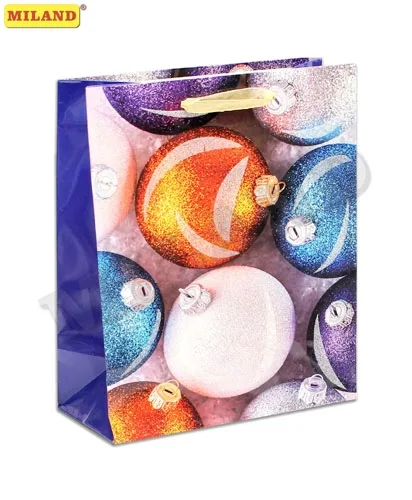 Пакет подарочный  Новогодняя атмосфера (М-ламинация+глиттер) 18 х 23 х 10