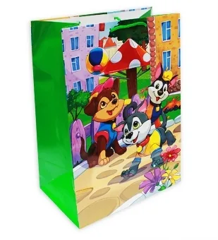 Пакет подарочный  32,4*44,5*20 Щенки и мяч / 1 шт.