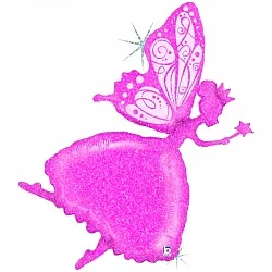 В 44"/112см Силуэт Феи, Розовый, Голография,  1 шт. (США)