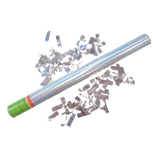 Пневмохлопушка 60 см конфетти серебряное фольга