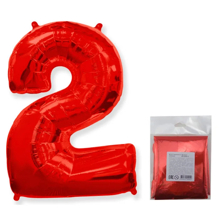 И 40"/102см Цифра "2", Красный, в упаковке / 1 шт (Испания)