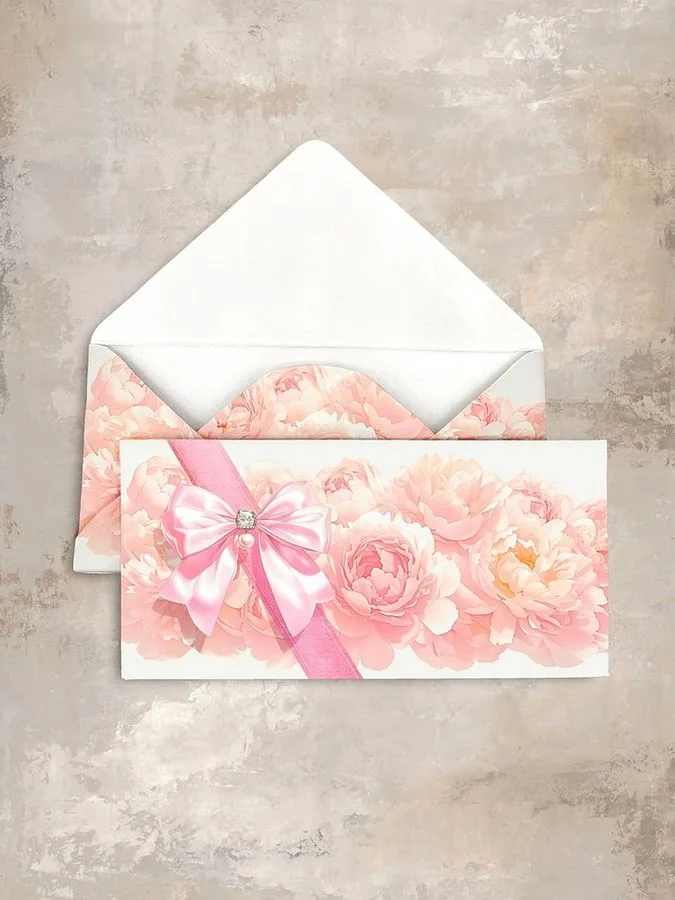 Конверт Пионы с бантом (5 шт.)