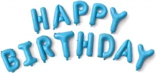 F Набор шаров-букв (16''/41 см) Мини-Надпись "Happy Birthday", Голубой, 1 шт. в упак./ Китай