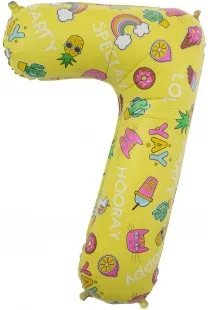 F (34''/86 см) Цифра, 7, Веселые картинки, Желтый, в упаковке 1 шт. (Китай)