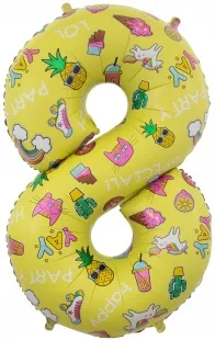 F (34''/86 см) Цифра, 8, Веселые картинки, Желтый, в упаковке 1 шт. (Китай)