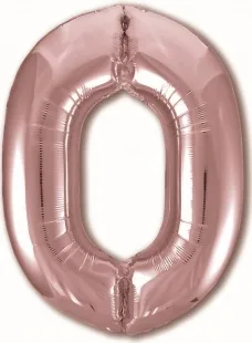Р 40"/102см Цифра "0" Slim, Розовое золото / 1 шт / (Россия)