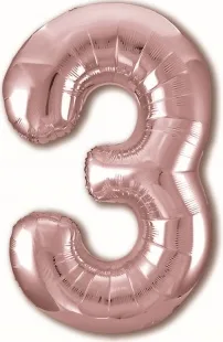 Р 40"/102см Цифра "3" Slim, Розовое золото / 1 шт / (Россия)