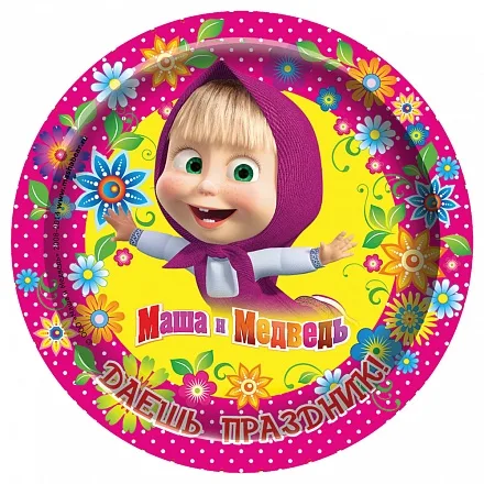 Тарелка бум. "Маша и Медведь", 18 см./ уп. 10 шт.