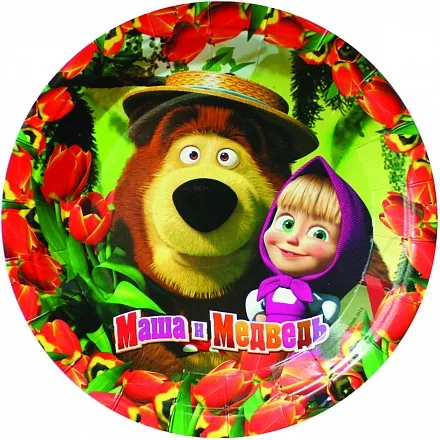 Тарелка бум. "Тюльпаны", 18 см./ уп. 10 шт.