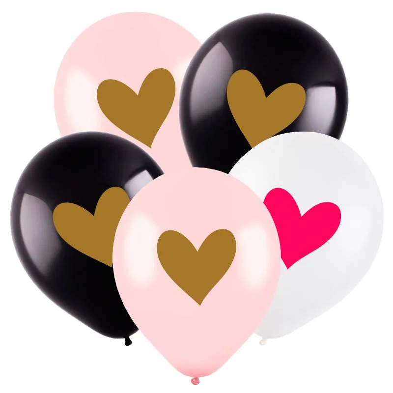 Т 12" Сердце золото, Ассорти ,Пастель 2 ст. / уп. 100 шт. / Турция