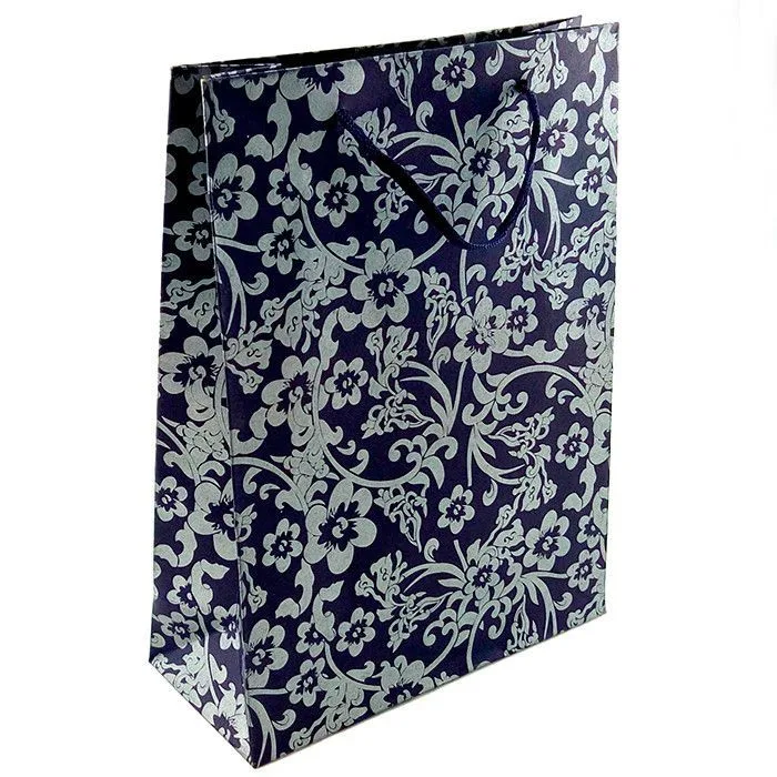 Крафт-пакет подарочный "Серебряный орнамент"/24,5*18,5*7,5 см.