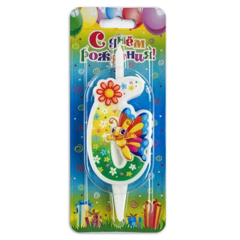 Свеча тортовая цифра "Бабочка" 6 /1 шт/