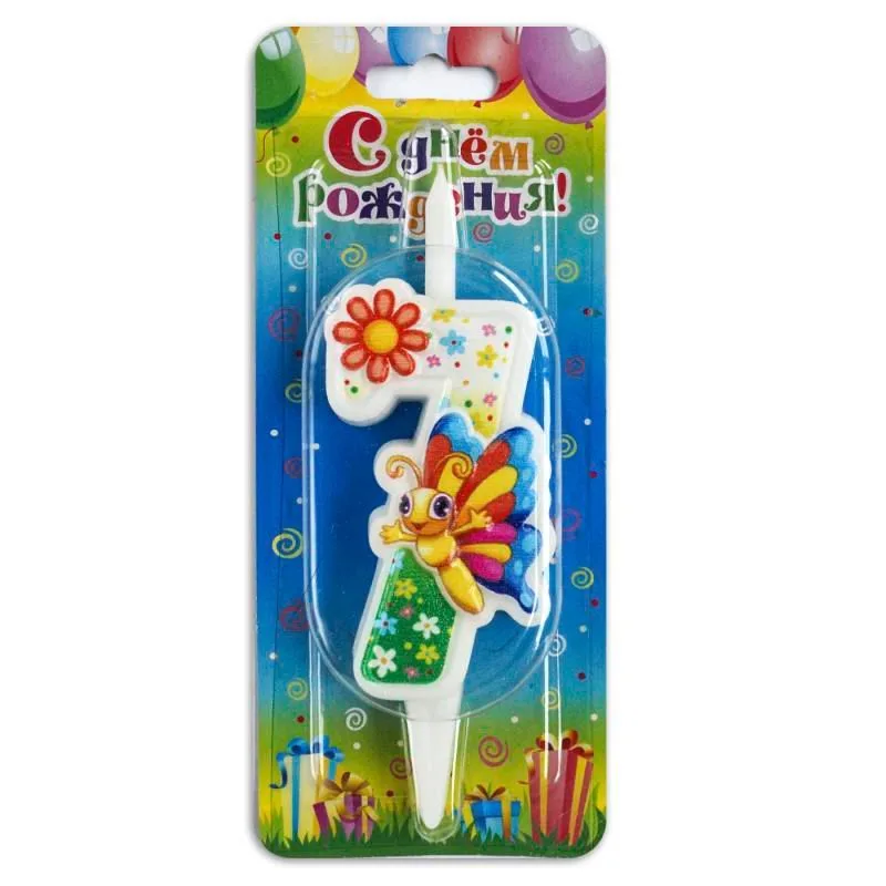 Свеча тортовая цифра "Бабочка" 7 /1 шт/