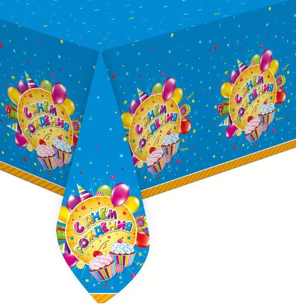 Скатерть "Веселуха"  С Днем Рождения Сладости (уп. 1 шт.)