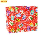 Пакет подарочный с глянцевой ламинацией (горизонтальный) 23х18х10 см (M) Новогодняя почта. 157 г