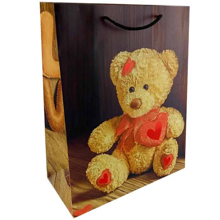 Пакет подарочный "Мишка с любовью" с тиснением/31*42*12см