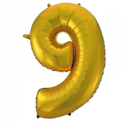 F 40"/102см Цифра "9"золото/ 1 шт / (Китай)