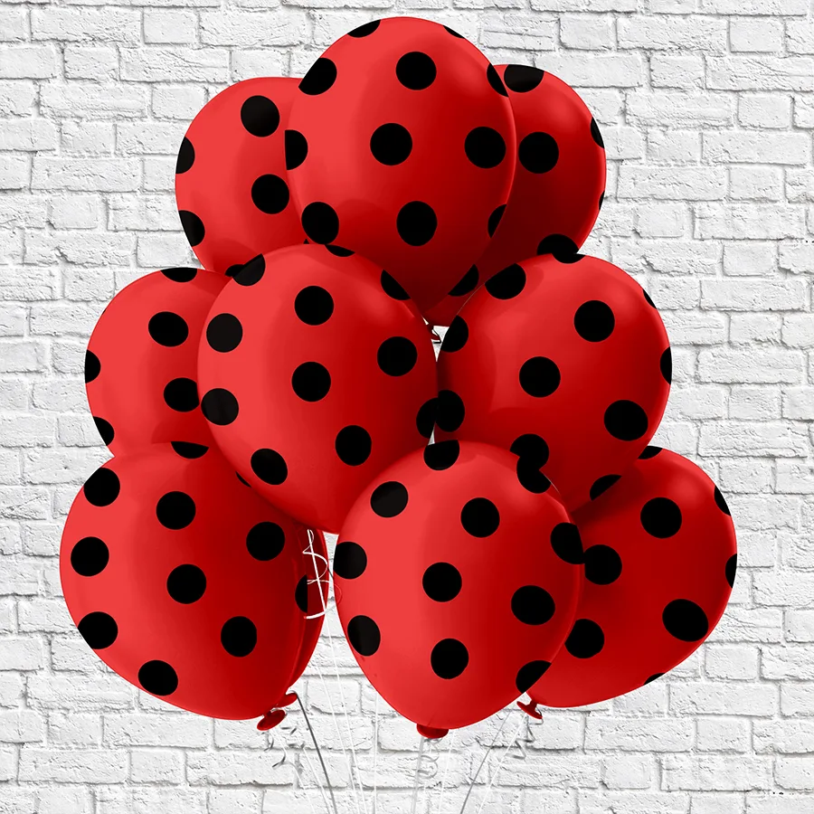 Б 12"/30см Горох чёрный на красном 1 дизайн /25 шт./(Таиланд)