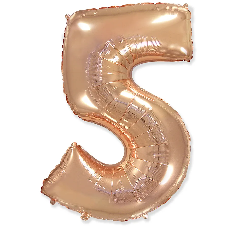 И 40"/102см Цифра "5",Розовое золото, / 1 шт (Испания)