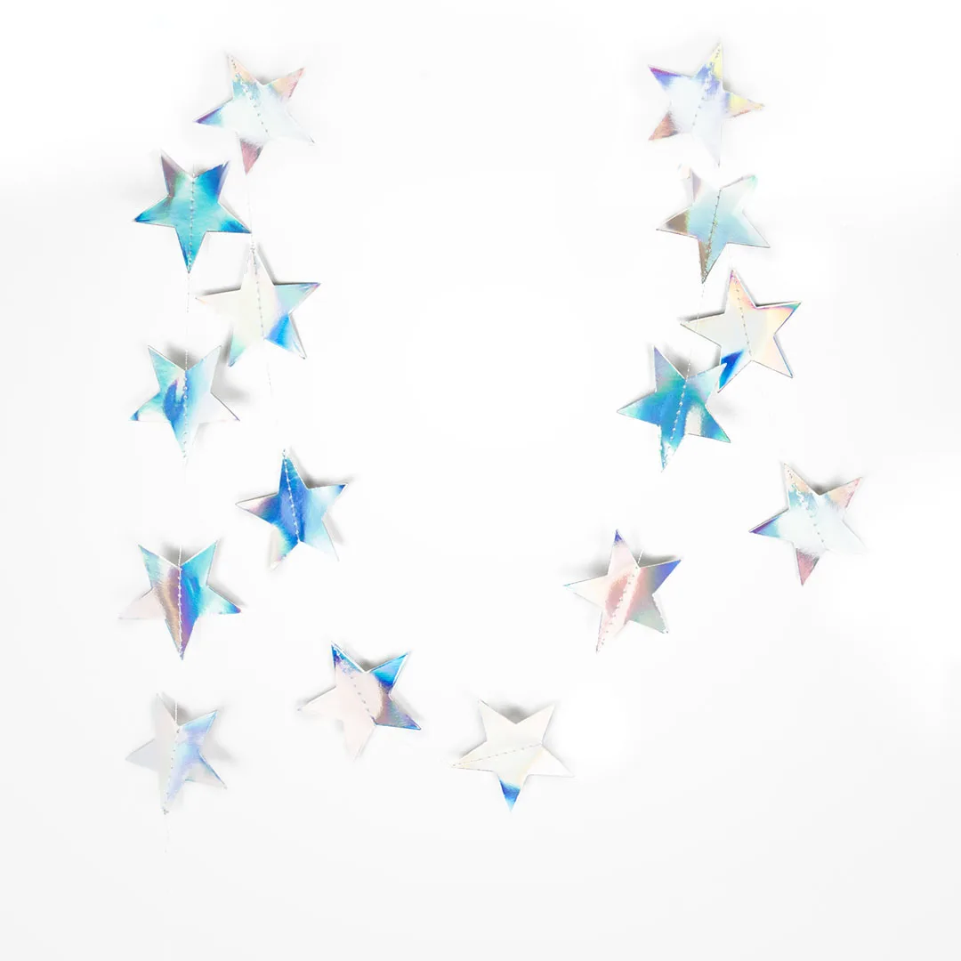 Гирлянда-подвеска Звезда, Голография, 200 см, 7 см*20 шт, 1 упак.