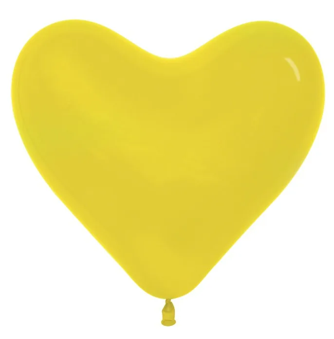 S Сердца 6"/15см Жёлтый / Yellow  / 100 шт. / (Колумбия)